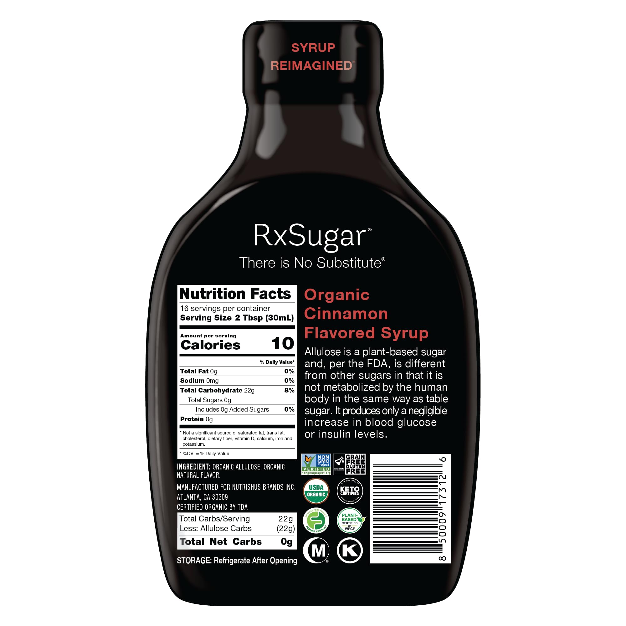 Amazon.com : RxSugar Organic Cinnamon Syrup | Allulose sweetener